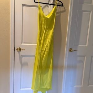 Lime Green Halter Dress with slit